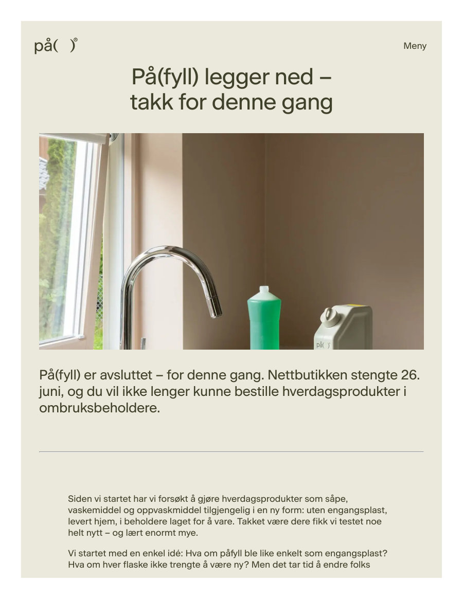 Page of På(fyll): why a Norwegian home refill service closed in 2025