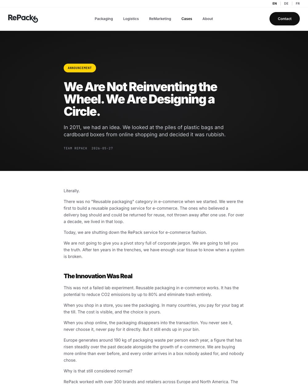 Page of RePack: Designing a Circle, leaving fashion e-commerce