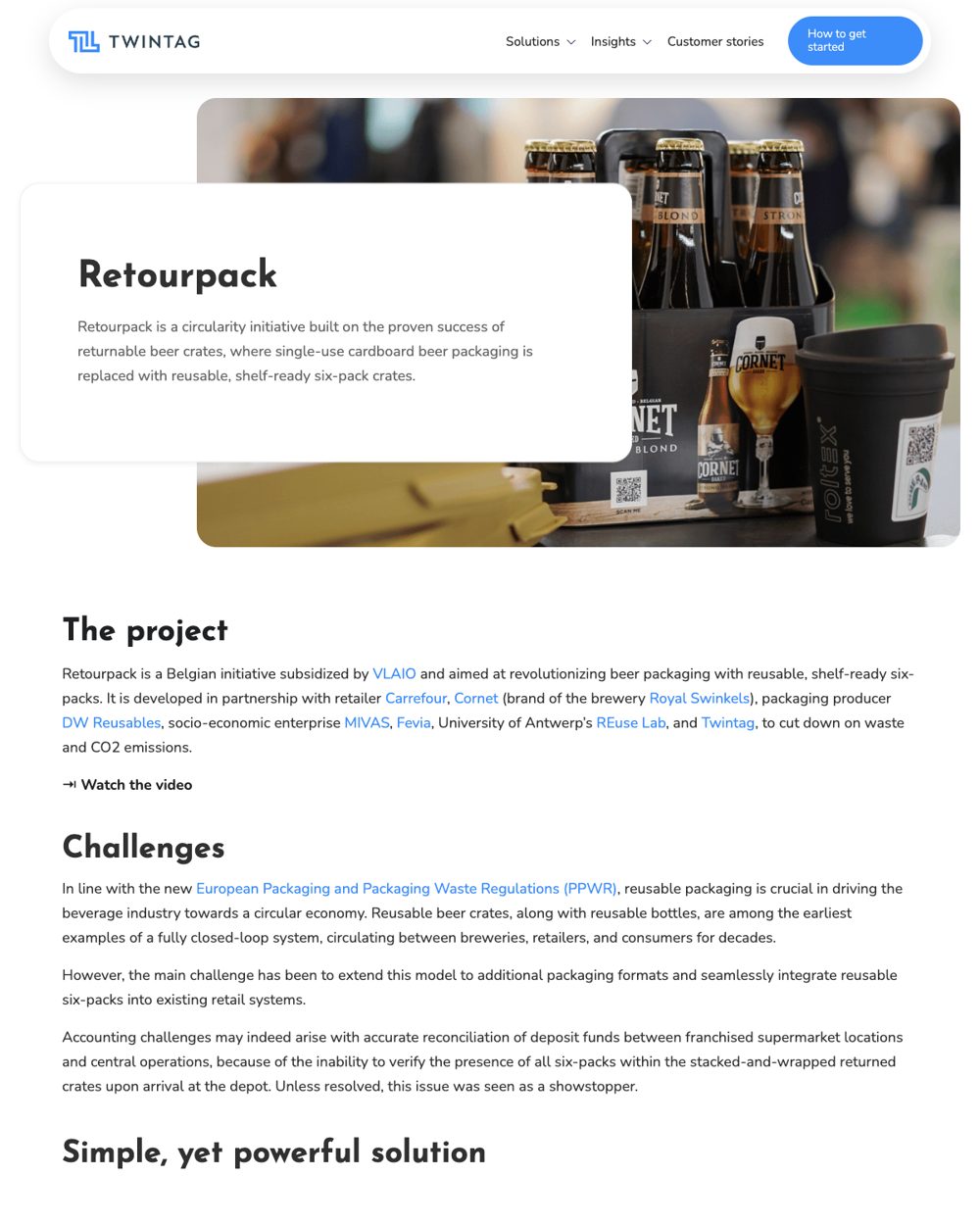 Page of Twintag x Retourpack: customer case