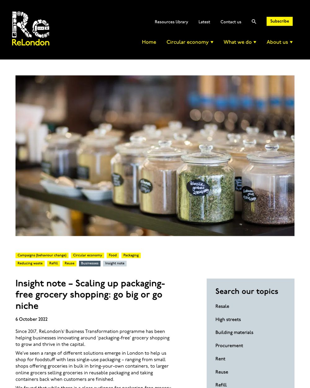 Cover of Scaling up packaging-free grocery shopping