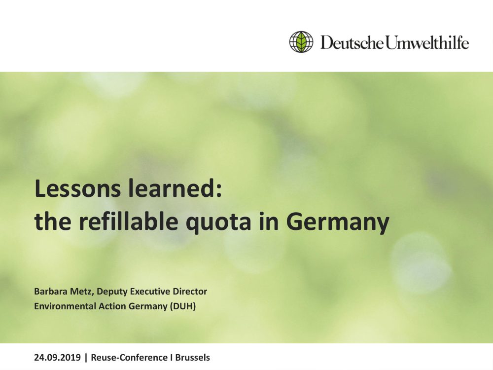 Cover of Lessons learned: the refillable quota in Germany