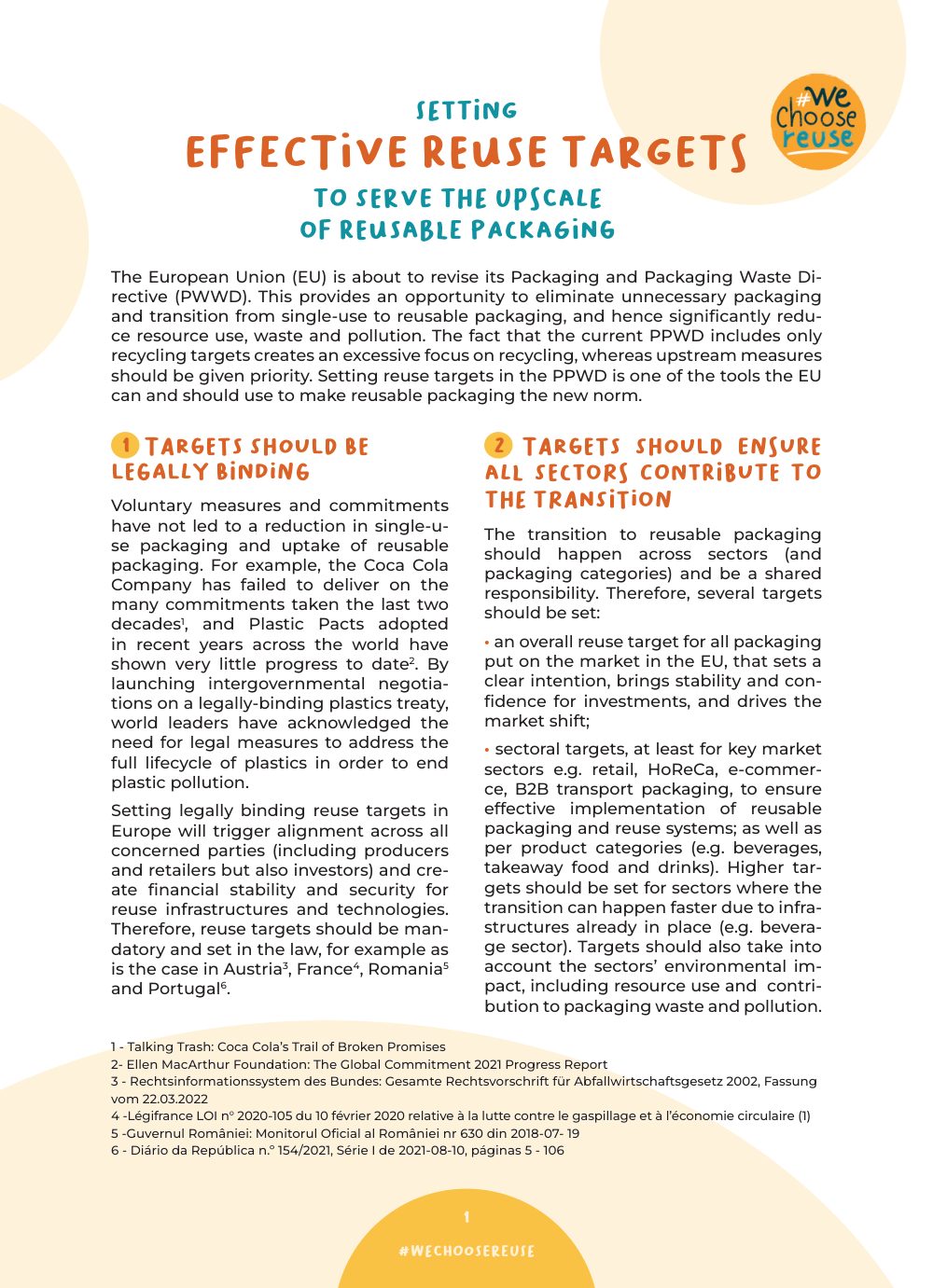 Cover of #WeChooseReuse – Setting effective reuse targets to serve the upscale of reusable packaging