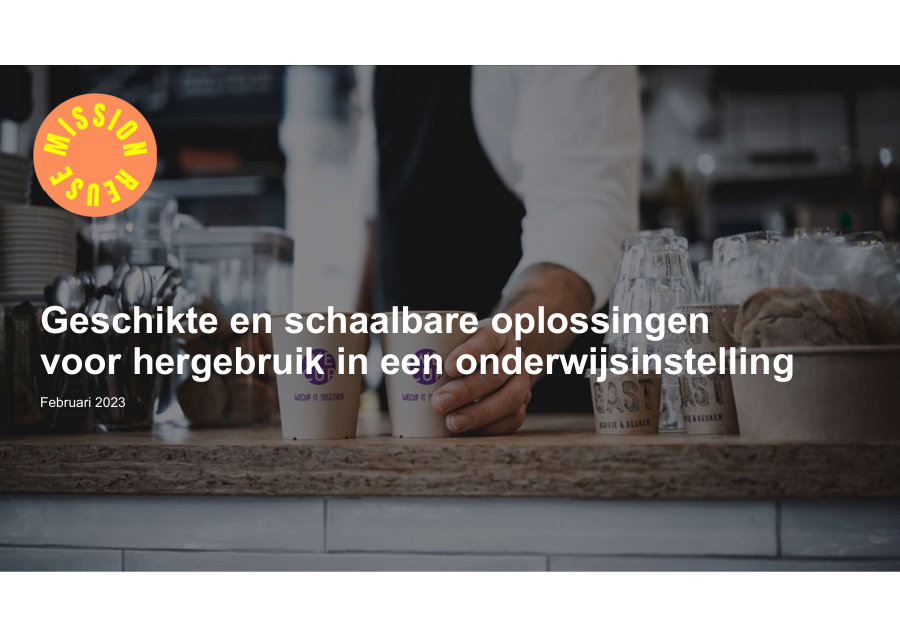 Cover of Geschikte en schaalbare oplossingen voor hergebruik in een onderwijsinstelling (Suitable and scalable solutions for reuse in an educational institution)