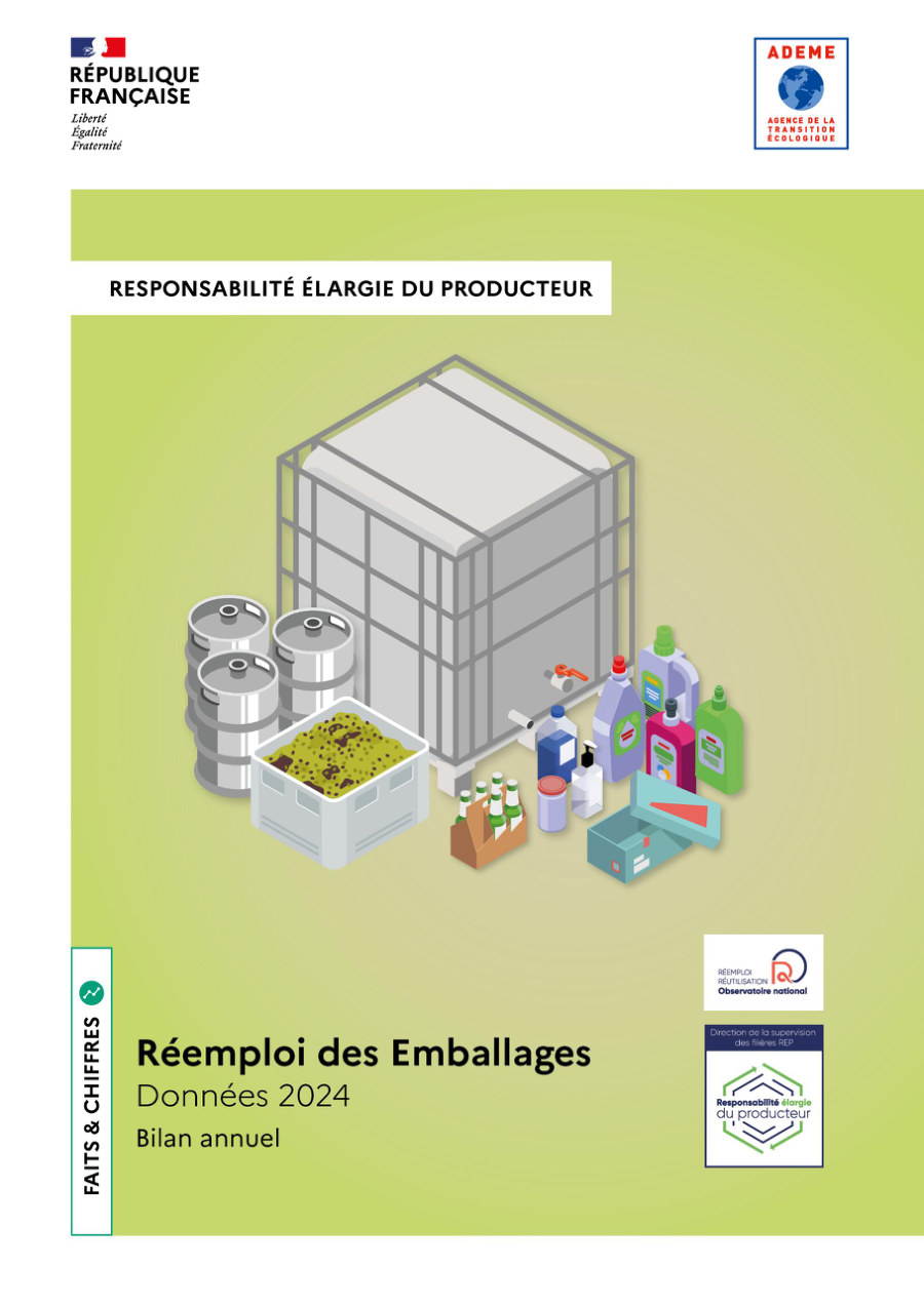 Cover of Réemploi des emballages : données 2024 – Bilan annuel (Reuse of packaging: 2024 data – annual report)